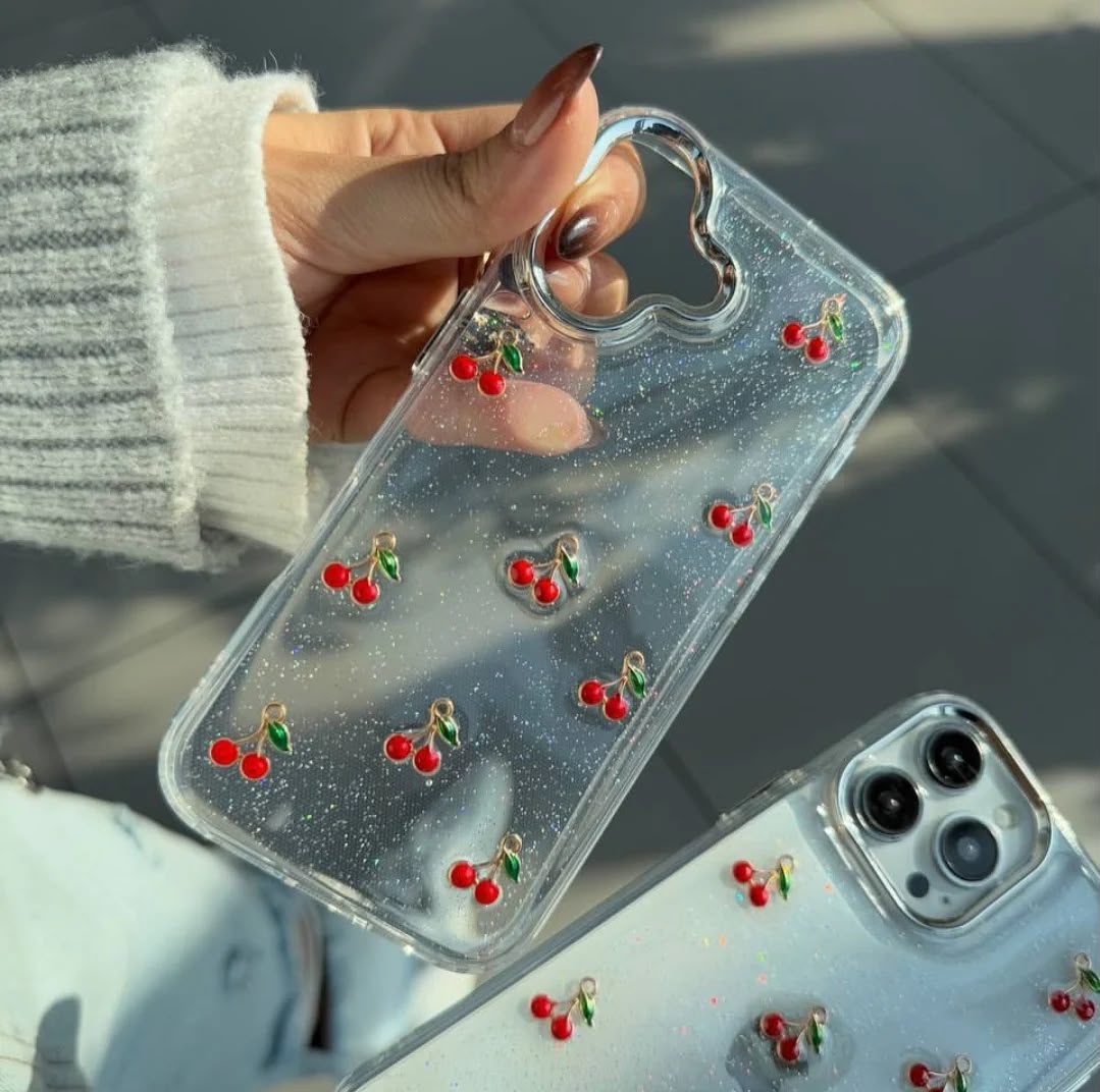 Red Cherry Bow Shimmer Case🍒