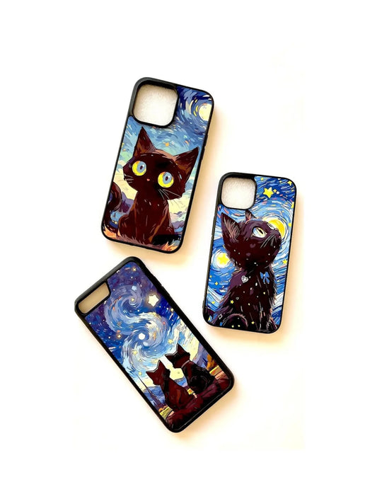 2D Plated Kawaii Cat Cartoon Case🐈