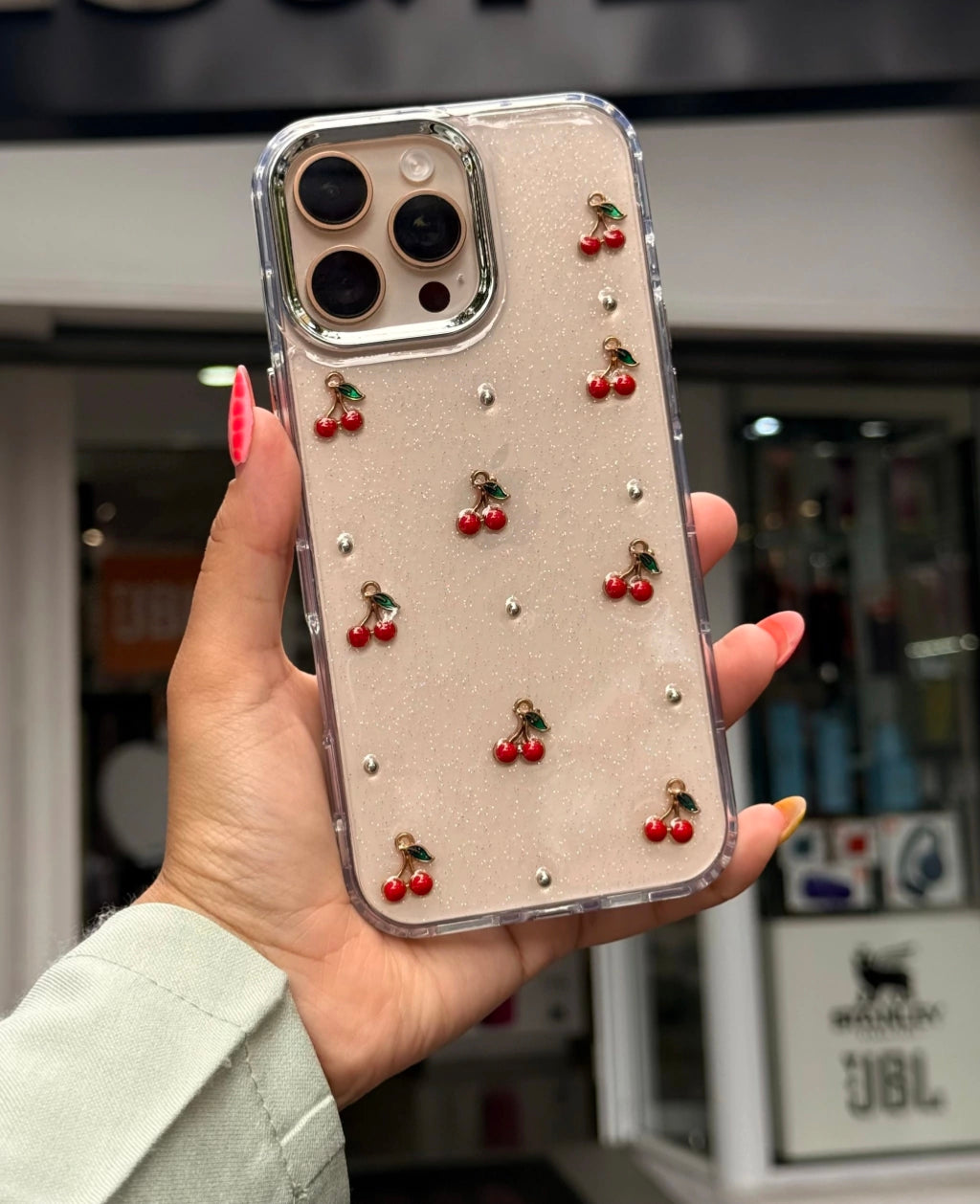 Red Cherry Bow Shimmer Case🍒