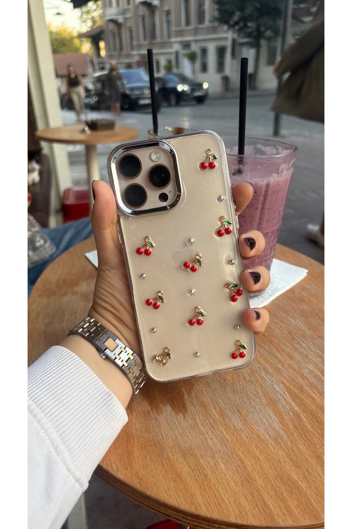 Red Cherry Bow Shimmer Case🍒