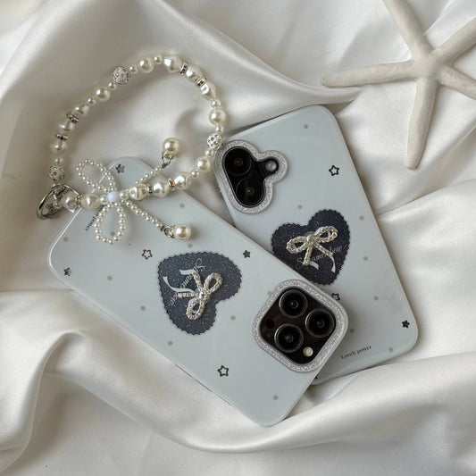 White Bow Love Heart Case🎀