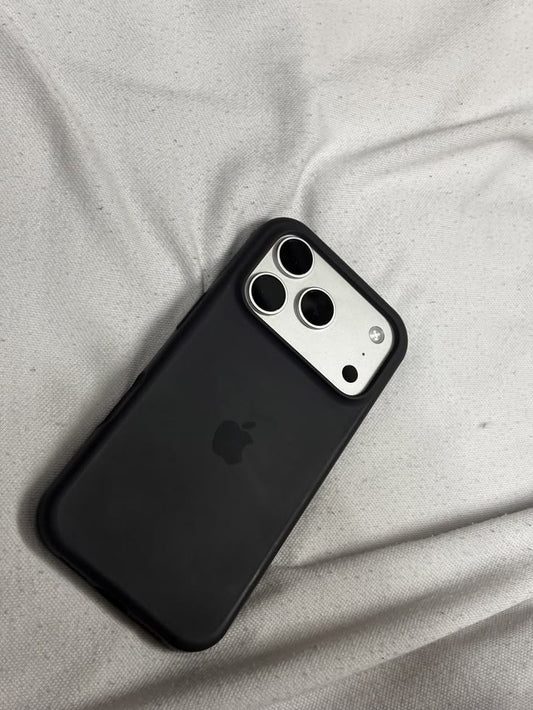 Black Apple Logo Silicone Case♠️
