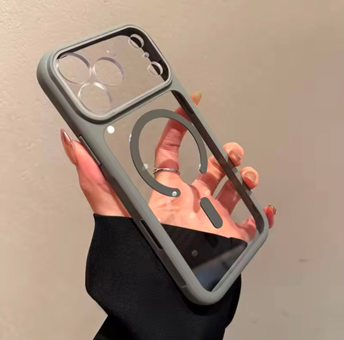 Crystal Clear Magsafe Rubber Border Case 🔥