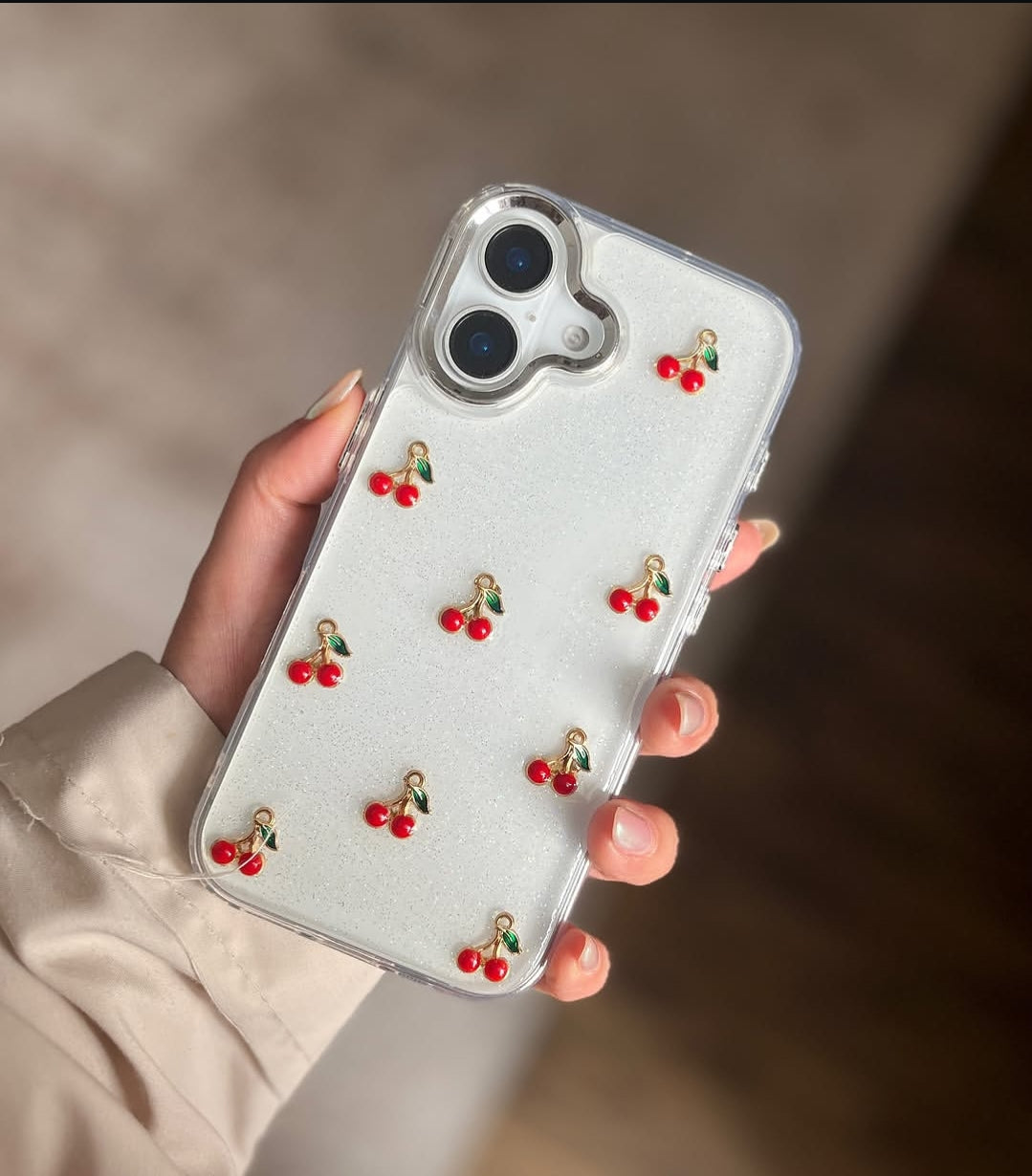 Red Cherry Bow Shimmer Case🍒