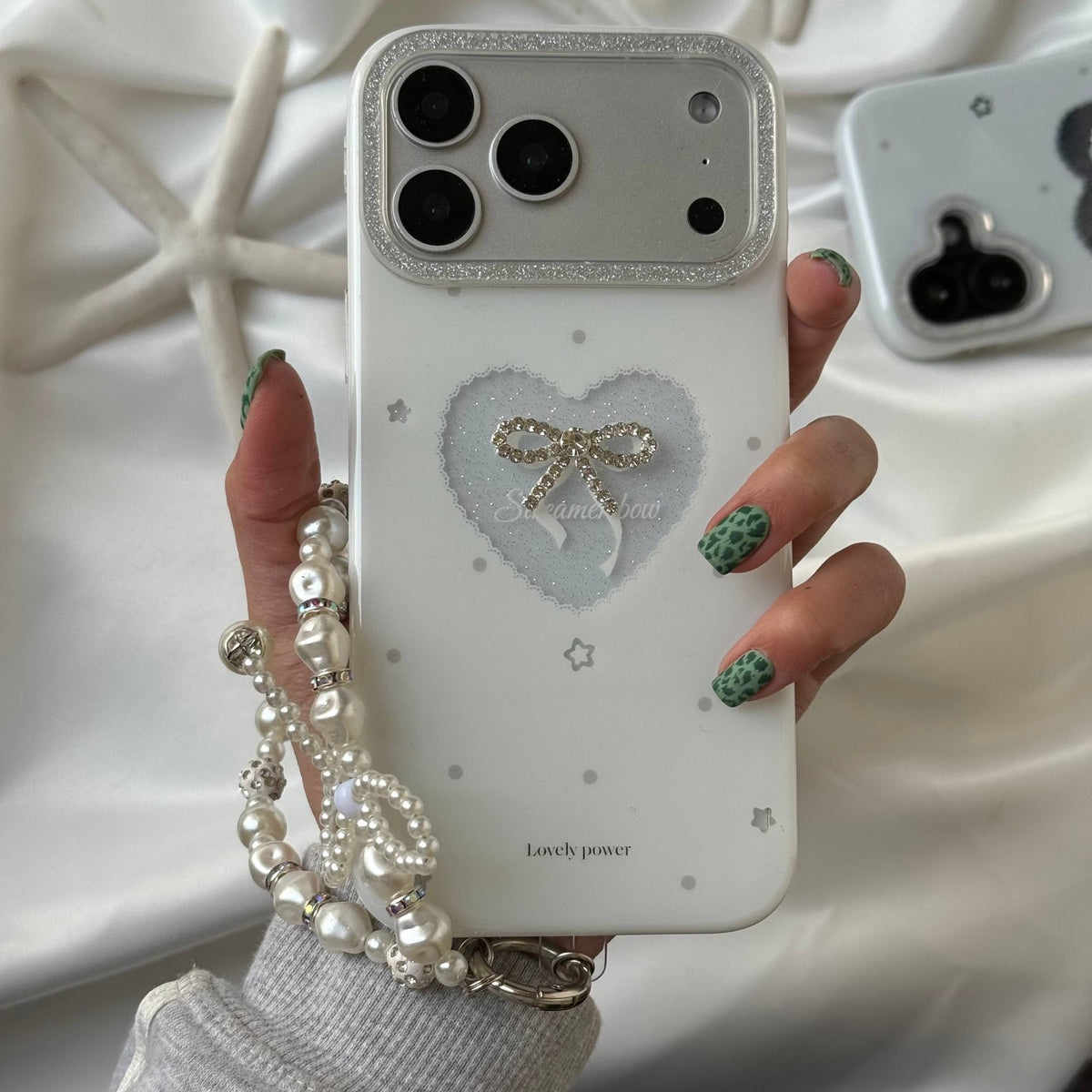 White Bow Love Heart Case🎀