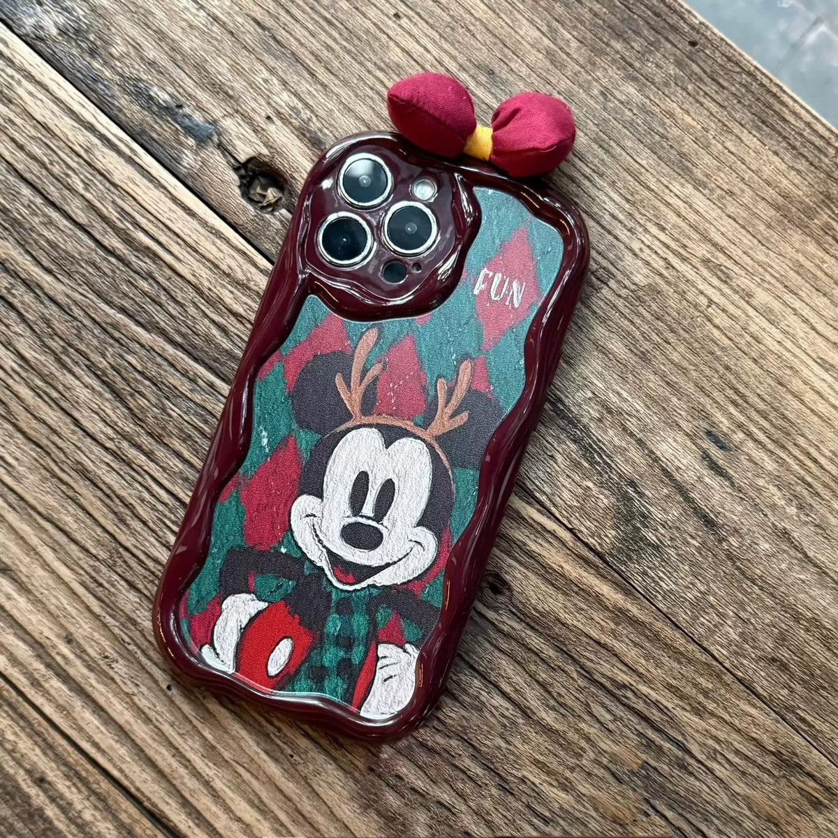 Mickey Mouse Ribbon Bow Case -Deep 🍷
